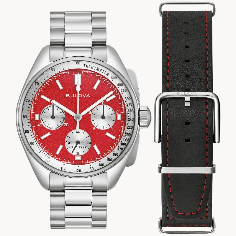 Red Dial Stainless Steel Combination Bracelet/Strap Lunar Pilot Red Dial Stainless Steel Combination Bracelet/Strap Lunar Pilot